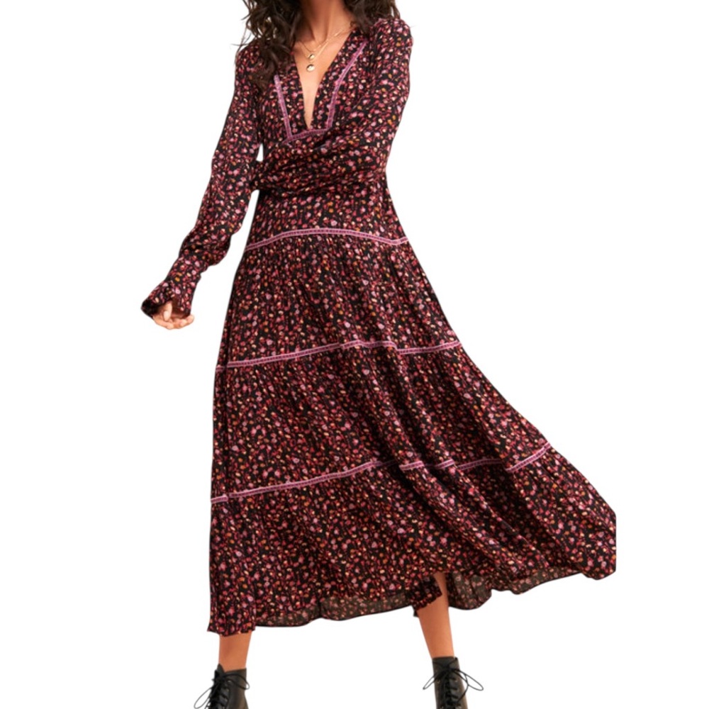Free People Floral Long Sleeve Dress